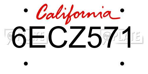 6ECZ571 California License Plate