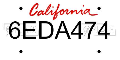 6EDA474 California License Plate