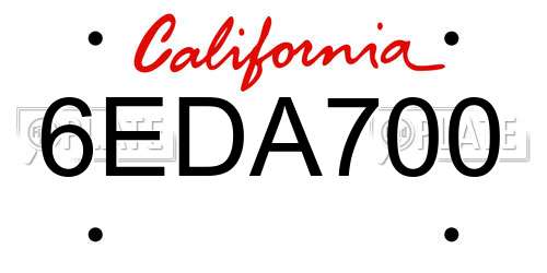6EDA700 California License Plate