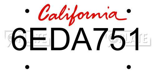 6EDA751 California License Plate