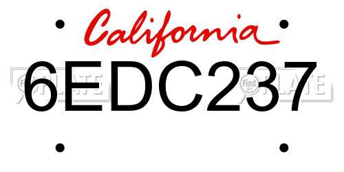 6EDC237 California License Plate