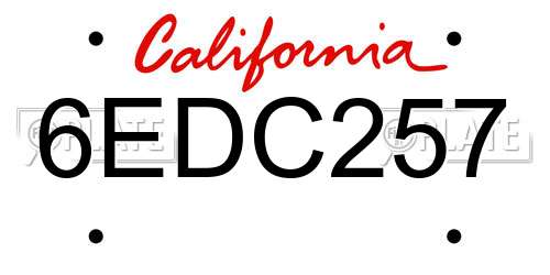 6EDC257 California License Plate