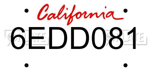 6EDD081 California License Plate