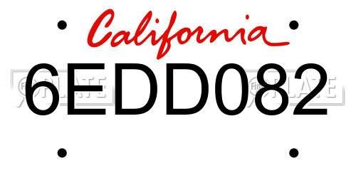 6EDD082 California License Plate