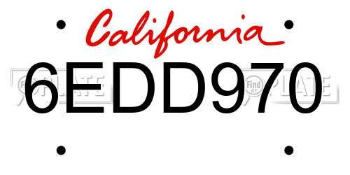6EDD970 California License Plate