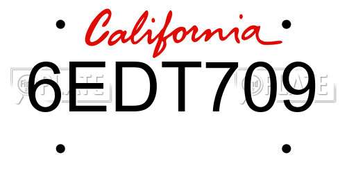 6EDT709 California License Plate
