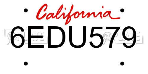 6EDU579 California License Plate