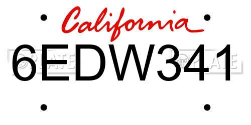 6EDW341 California License Plate
