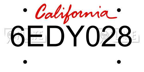 6EDY028 California License Plate