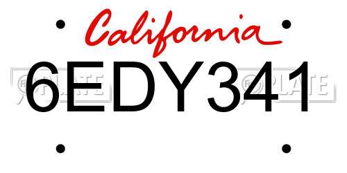 6EDY341 California License Plate