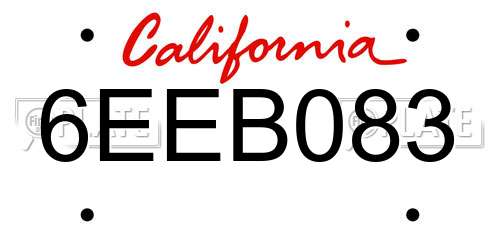 6EEB083 California License Plate