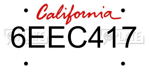 6EEC417 California License Plate