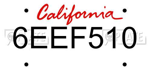 6EEF510 California License Plate