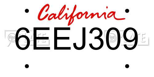 6EEJ309 California License Plate