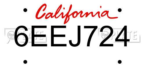 6EEJ724 California License Plate