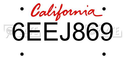 6EEJ869 California License Plate
