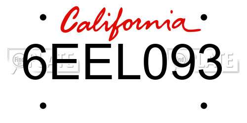 6EEL093 California License Plate