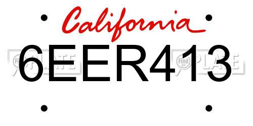 6EER413 California License Plate