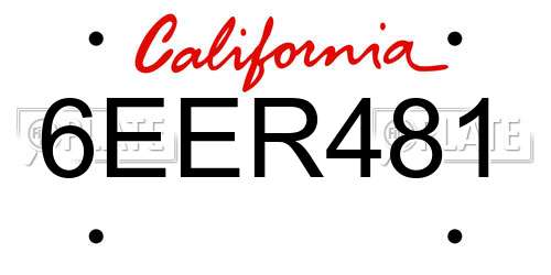 6EER481 California License Plate