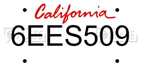 6EES509 California License Plate