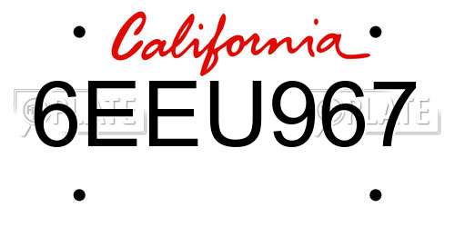 6EEU967 California License Plate