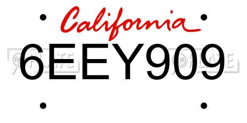 6EEY909 California License Plate