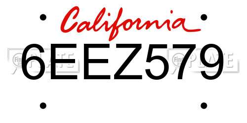 6EEZ579 California License Plate