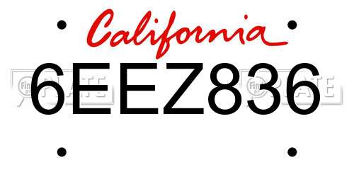 6EEZ836 California License Plate