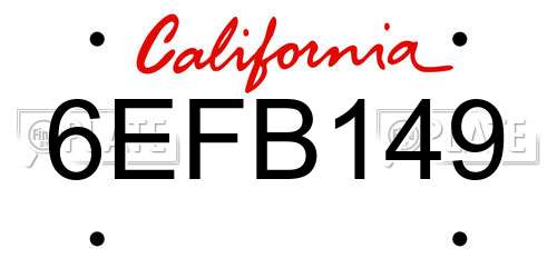 6EFB149 California License Plate