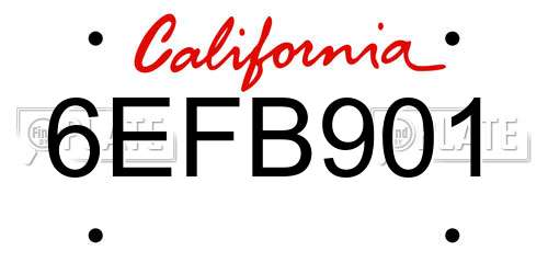 6EFB901 California License Plate