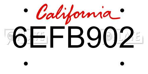 6EFB902 California License Plate