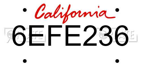 6EFE236 California License Plate