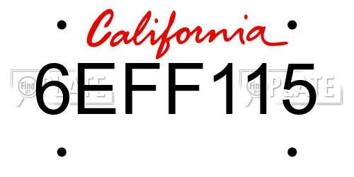 6EFF115 California License Plate