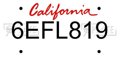 6EFL819 California License Plate