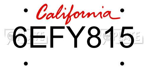 6EFY815 California License Plate