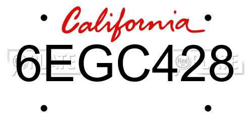 6EGC428 California License Plate
