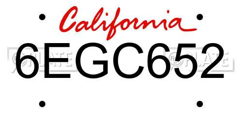6EGC652 California License Plate