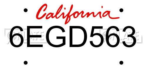 6EGD563 California License Plate