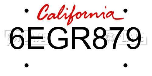 6EGR879 California License Plate