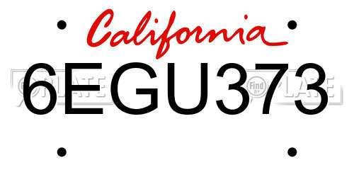 6EGU373 California License Plate