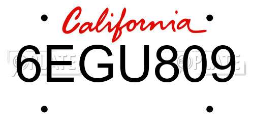 6EGU809 California License Plate