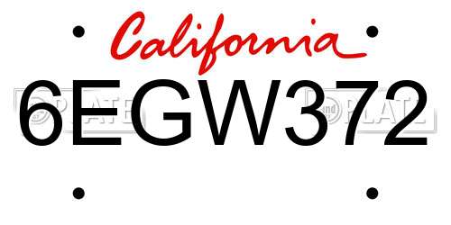 6EGW372 California License Plate