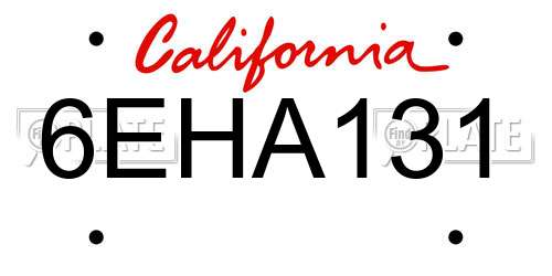 6EHA131 California License Plate
