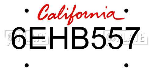 6EHB557 California License Plate