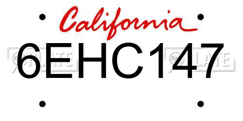 6EHC147 California License Plate