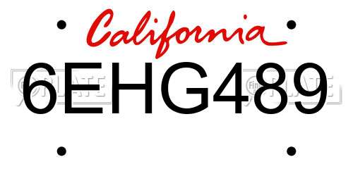 6EHG489 California License Plate