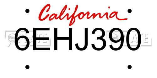 6EHJ390 California License Plate
