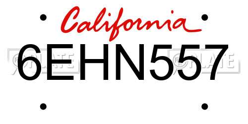 6EHN557 California License Plate