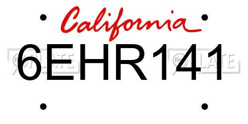 6EHR141 California License Plate