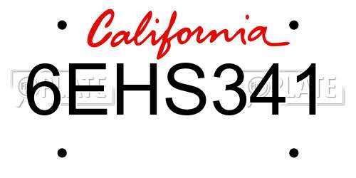 6EHS341 California License Plate